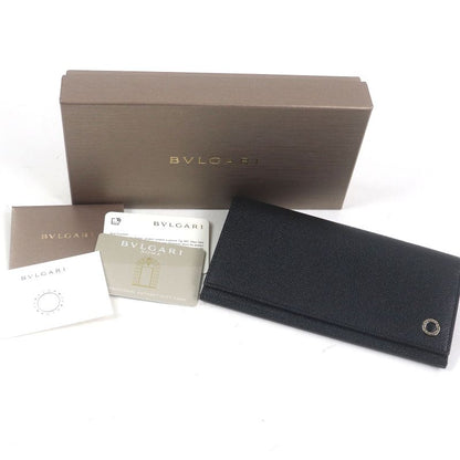 Bvlgari Leather Bvlgari Man Silver Hardware Long Wallet Black With Box Made In