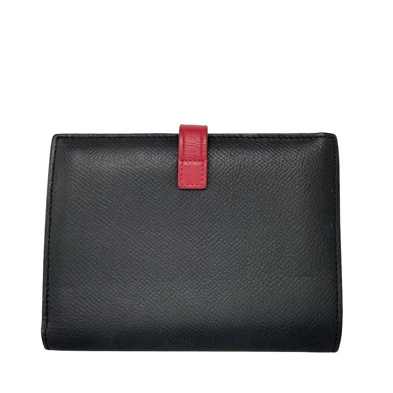 Celine Bifold Wallet Medium Strap Wallet Black And Pink Leather