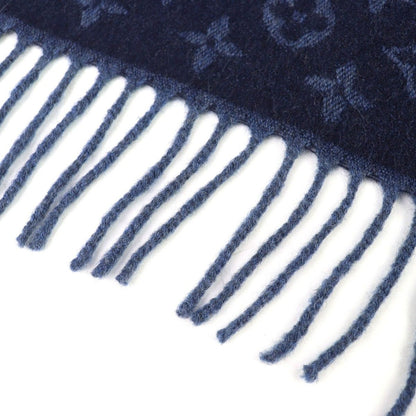 Louis Vuitton Echarpe Monogram Gradient Cashmere Fringe Scarf Navy — view 5