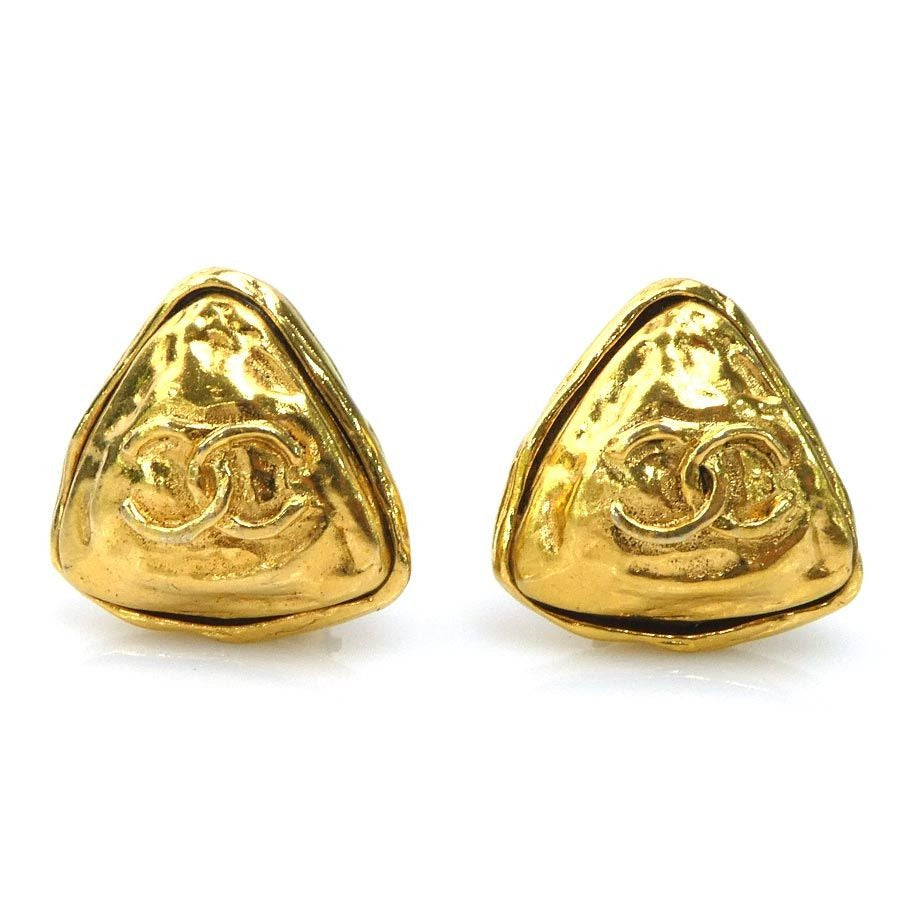 Chanel Earrings CC Logo Gold Plated