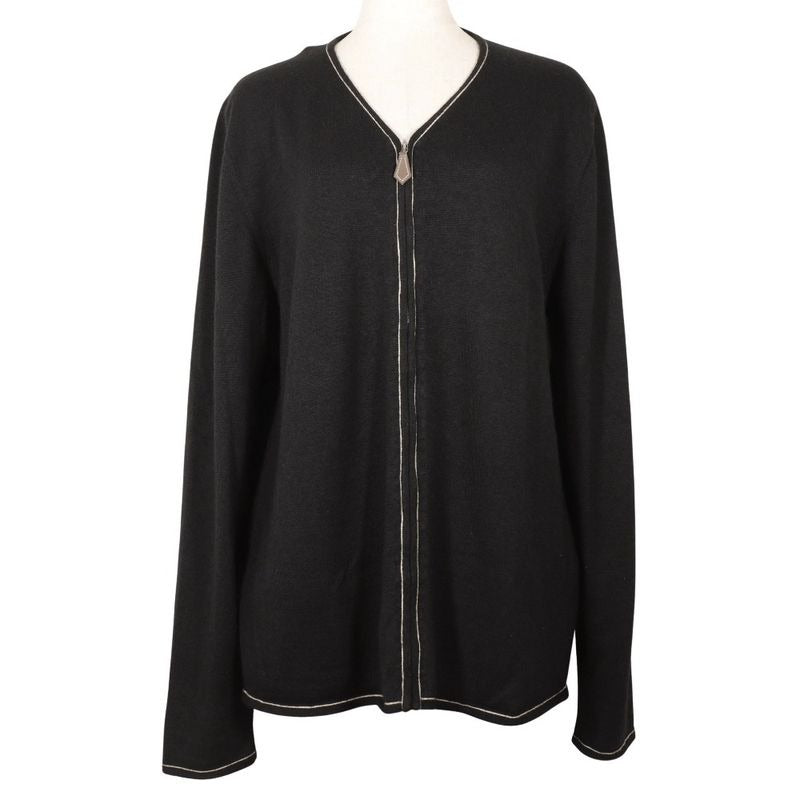 Hermes Zip-Up Cashmere and Cotton Black Cardigan