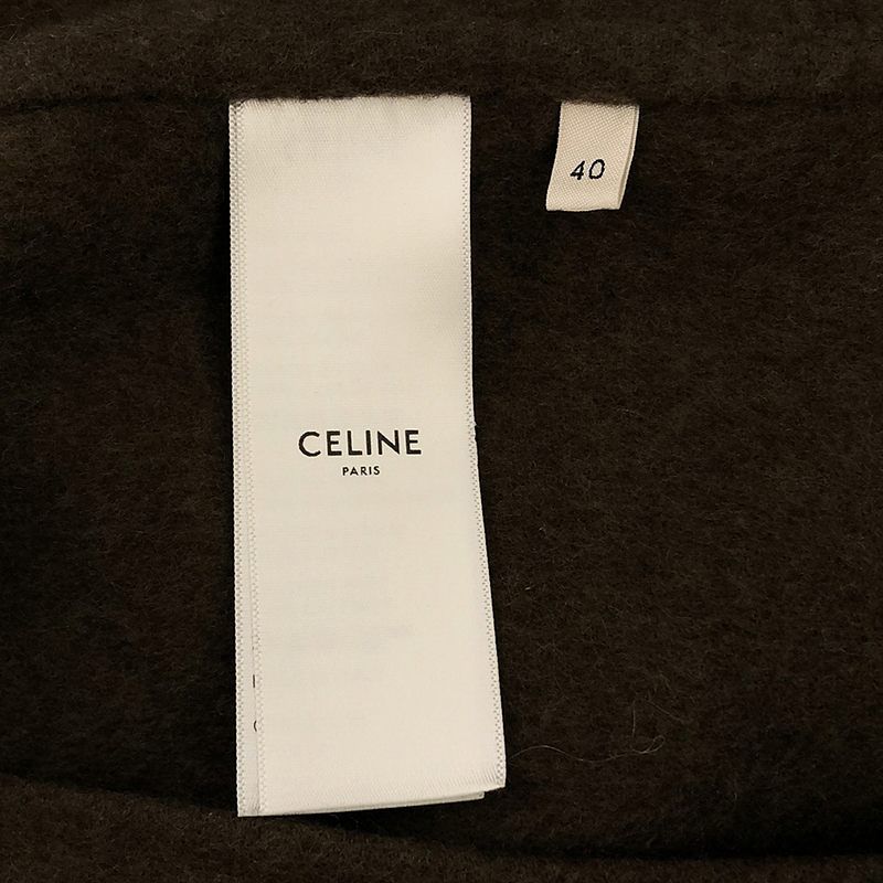Celine 100% Cashmere Leather No-collar Sadler Coat - 40 - Brown - Women's