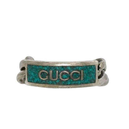 Gucci Ring Silver Green Never