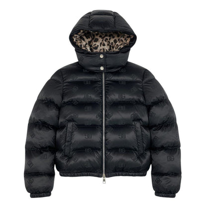 Dolce & Gabbana List Price & DG Logo Patted Satin Jacquard Down Jacket 40 Black