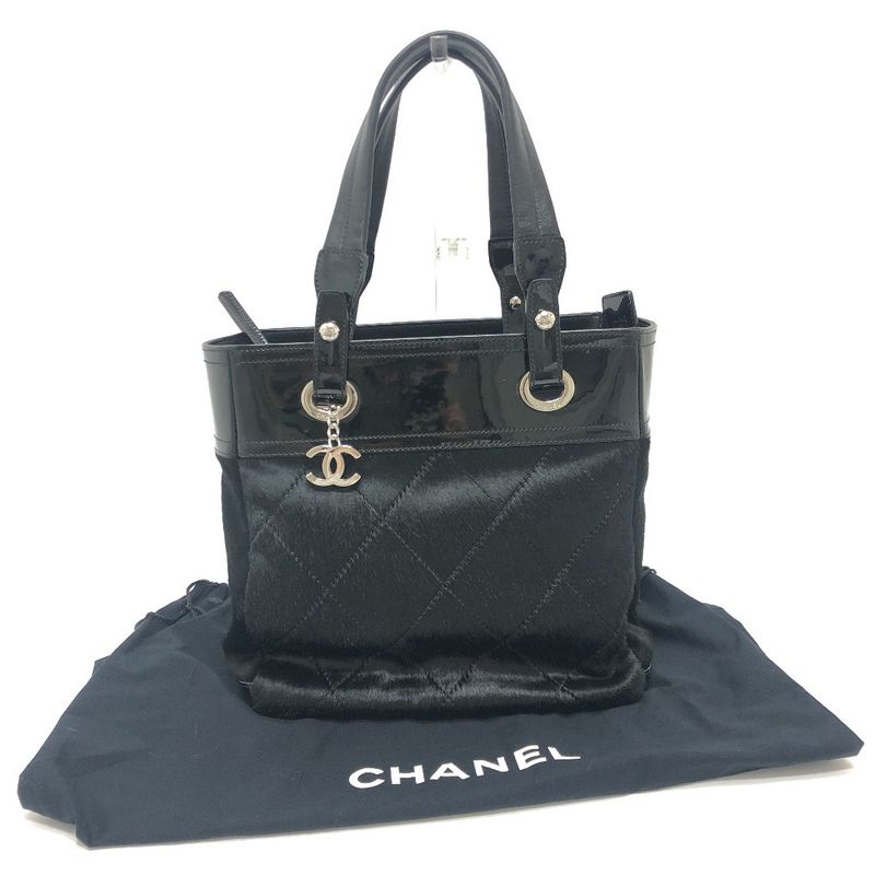 Chanel Tote Bag CC Coco Mark Paris Biarritz PM A34208 Enamel Black