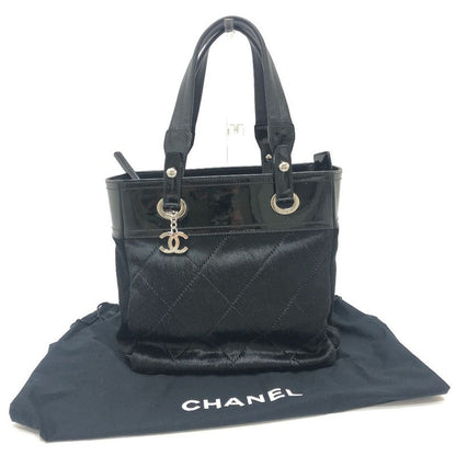 Chanel Tote Bag CC Coco Mark Paris Biarritz PM A34208 Enamel Black