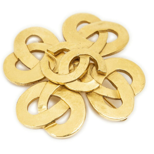 Chanel Cc Heart Cross Brooch Pin Gold Plated