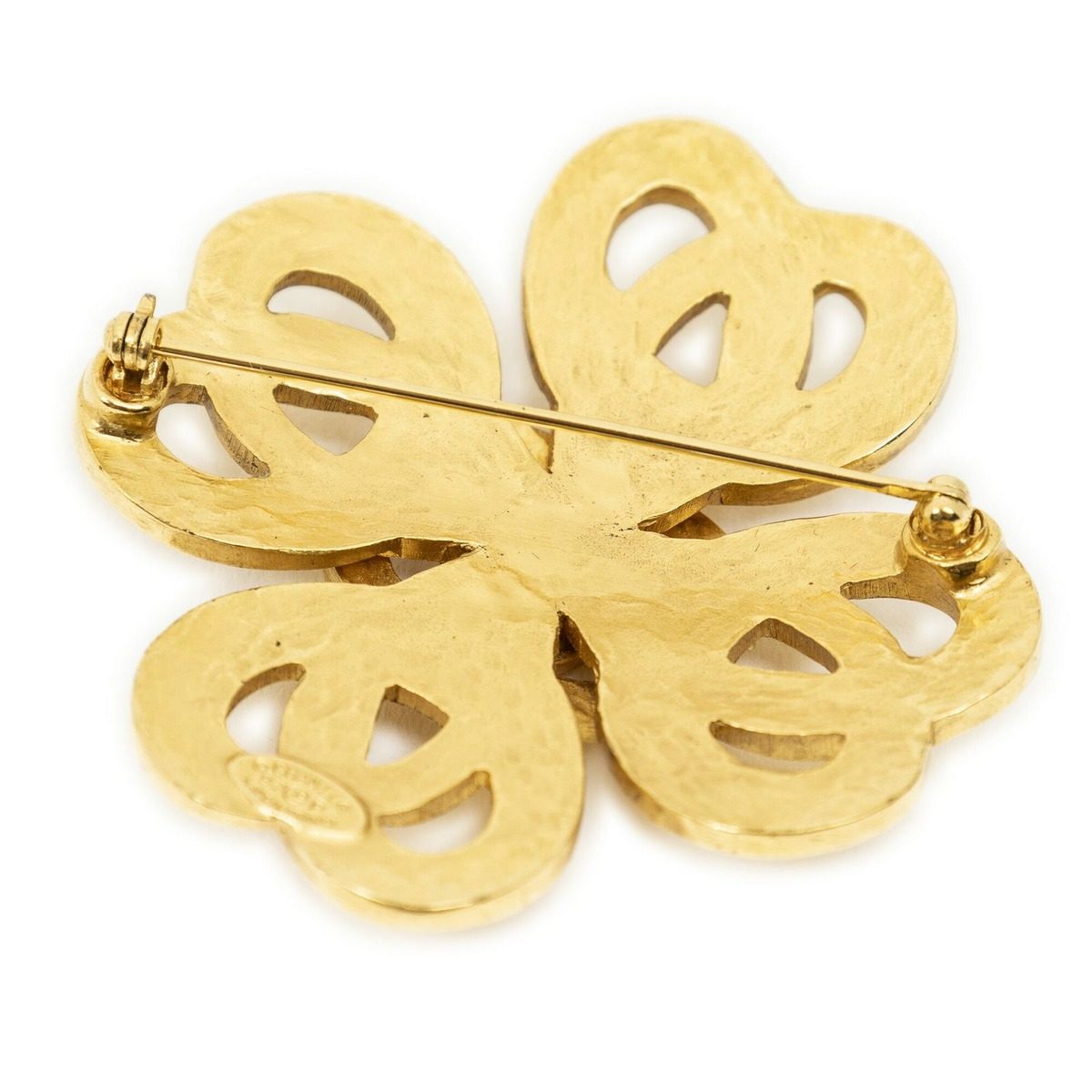 Chanel Cc Heart Cross Brooch Pin Gold Plated — view 2