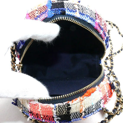 Chanel Round Mini Classic Chain Shoulder Bag Multicolor Ap0245 Tweed Multi