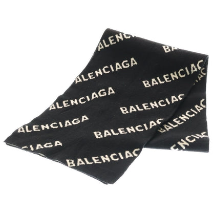 Balenciaga Allover Logo Reversible Scarf Black White