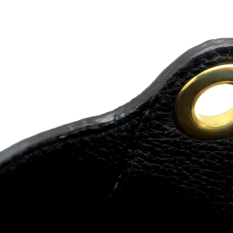 Prada Shoulder Bag Metal Logo Leather Nero Gold Hardware Black Vitello Phenix