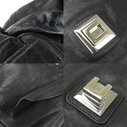 Celine Shoulder Bag Leather Halaco Suede Black Silver Hardware Shoulder Women