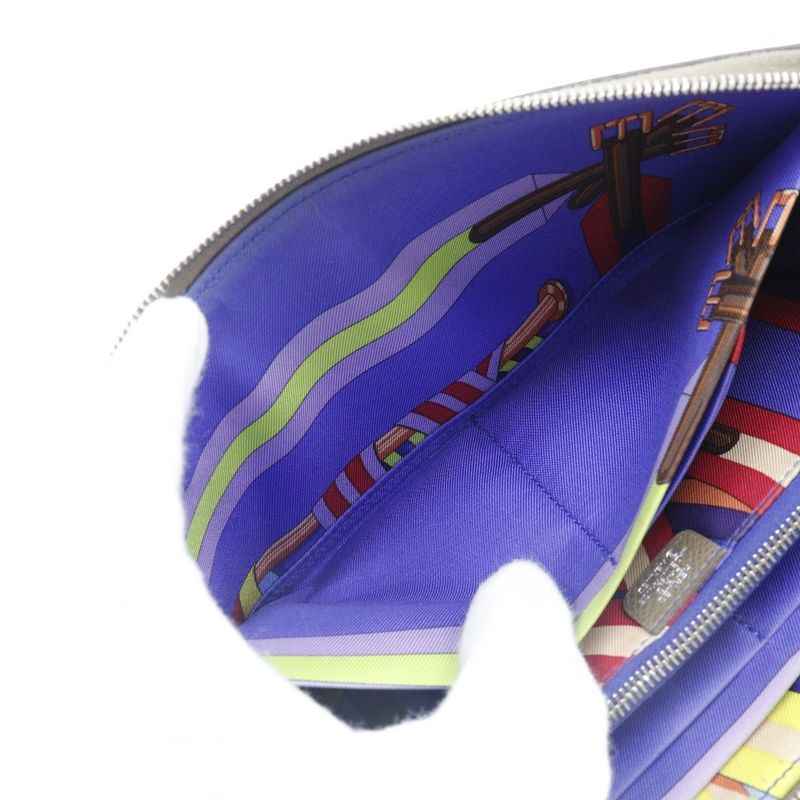 Hermes Azap Long Silk-in Vaux-epson Etoupe Brown □R Ladies Long Wallet