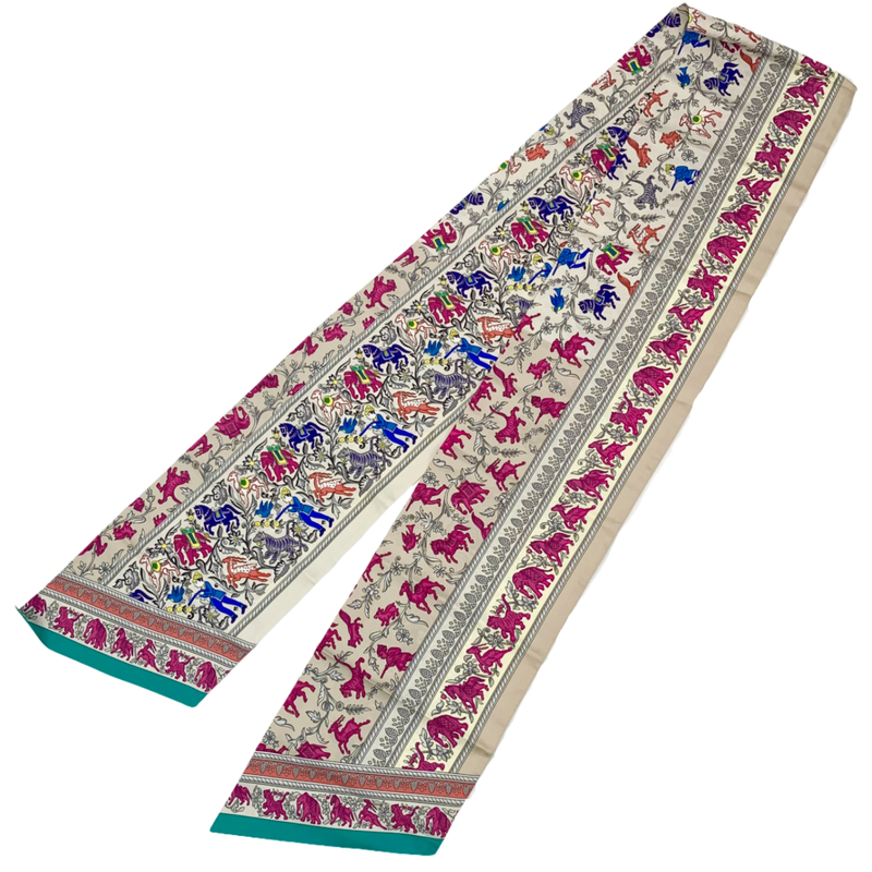 Hermes Twilley Indian Hunting Scarf 100% Silk Multicolor