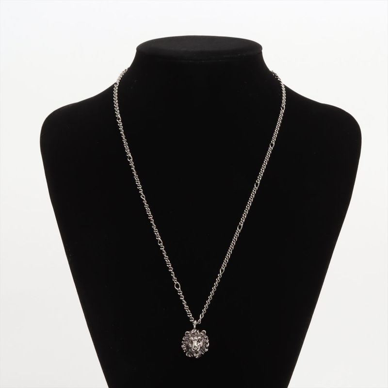 Gucci Michele Period Lion Head Necklace SP 410673 Silver Made In Italy