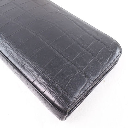 Saint Laurent Paris Round Zipper Shape Push 328558 Cs33e Calf Black Men's Long