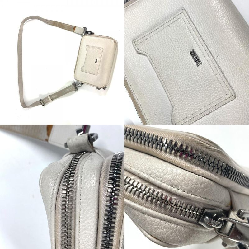 DIOR Shoulder Bag Logo Leather Ivory
