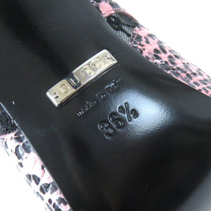 Gucci 738689 GG Rambus Python Print Pointed Toe High Heel Leather Pumps Pink