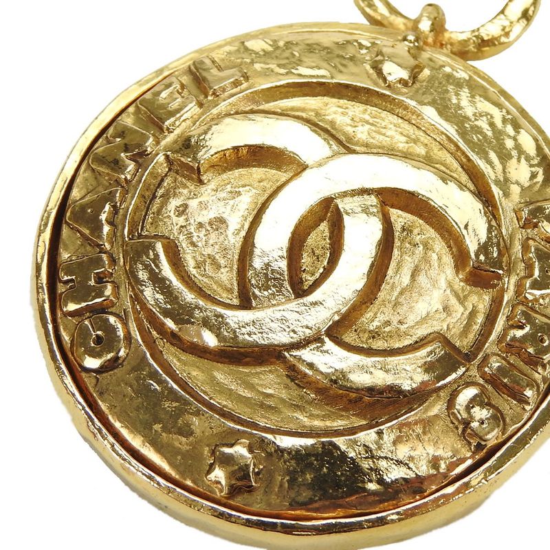 Chanel Coco Mark Mirror Necklace Chain Accessories GP Plated Mirror Small