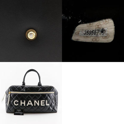 Chanel Matelasse Logo Vintage A05943 Calf Black Ladies Boston Bag