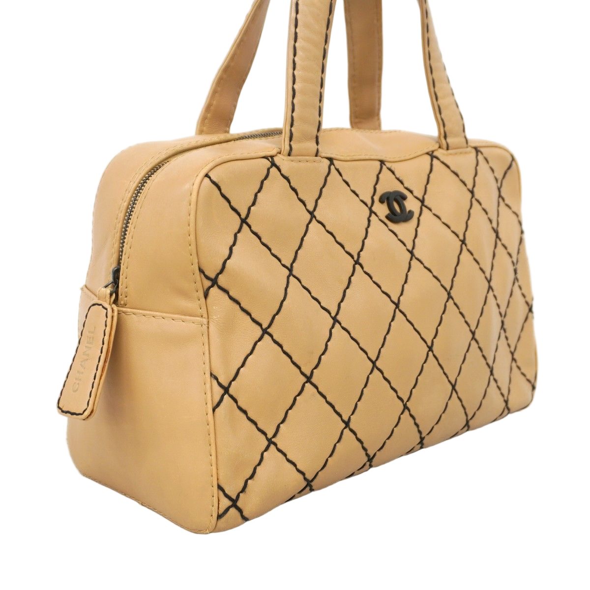 Chanel Handbag Wild Stitch Lambskin Brown Black Gold — view 2
