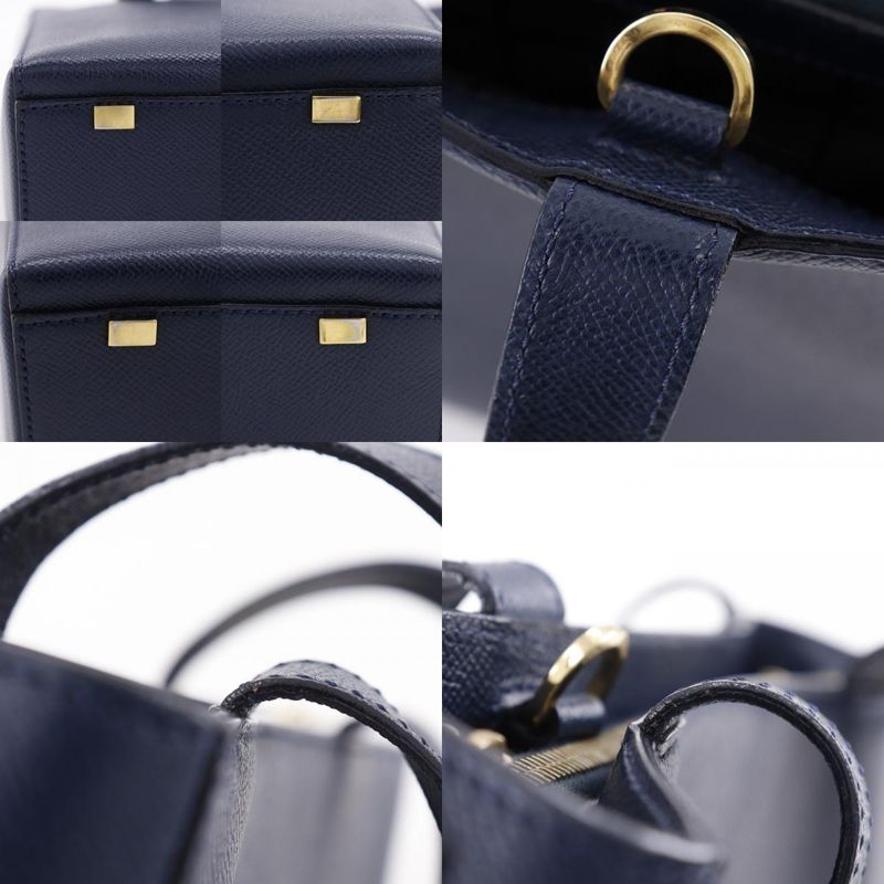 Celine 2WAY Shoulder Vintage Mc1739 Calf Navy Blue Ladies Handbag
