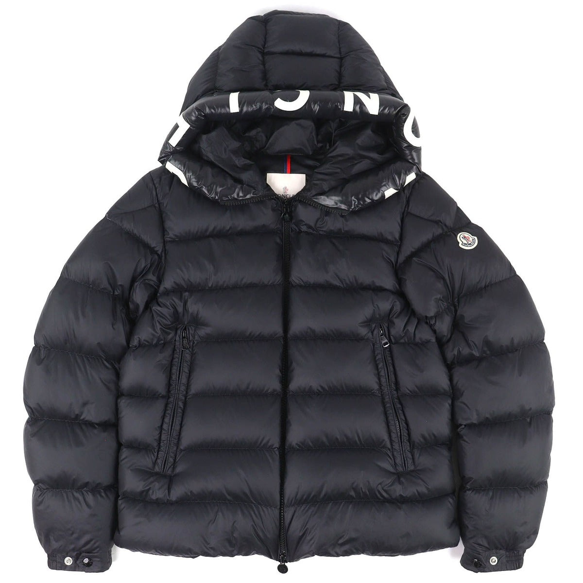 Moncler Salzman Logo Patch Letter Ring Hood Double Zip Down Jacket Black 3