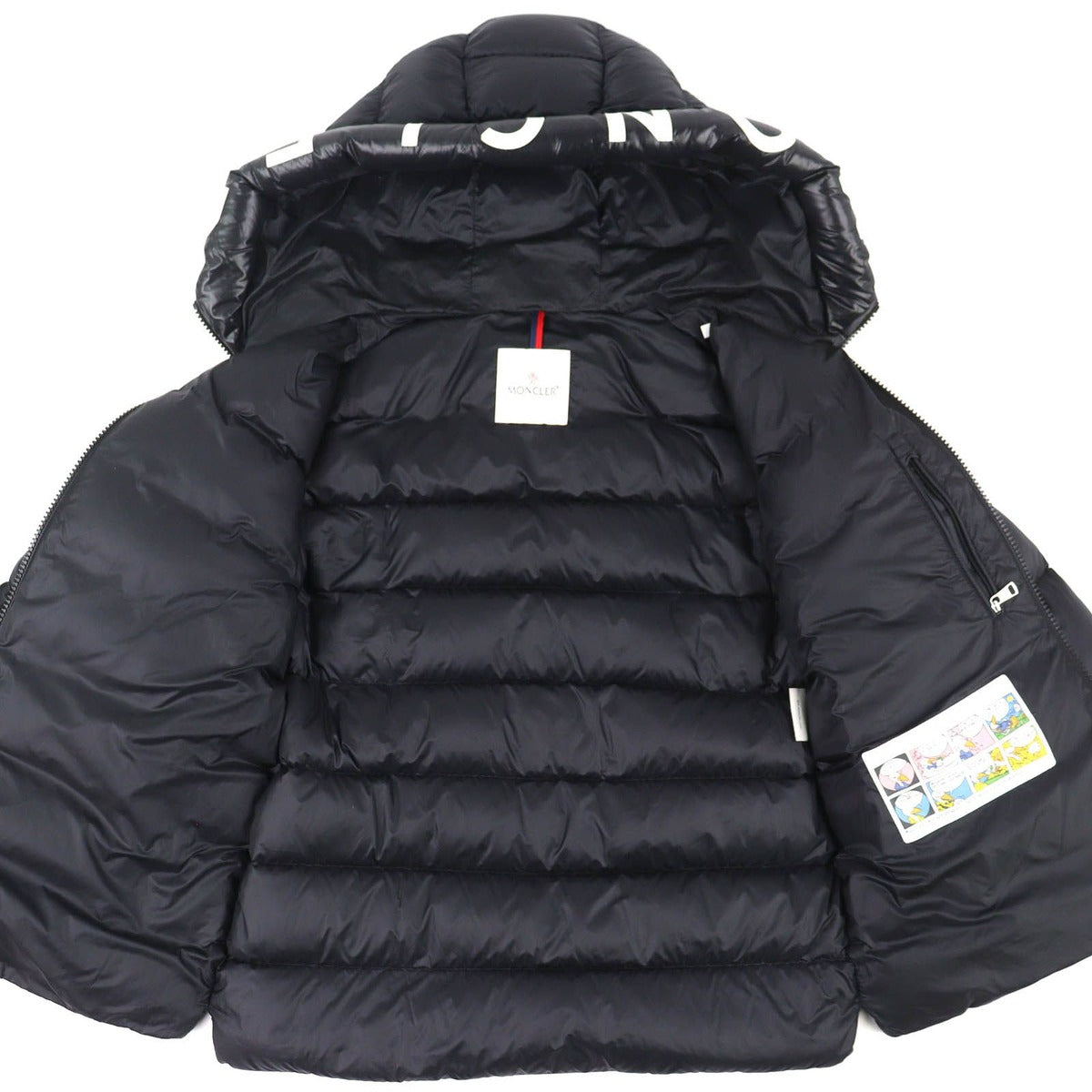 Moncler Salzman Logo Patch Letter Ring Hood Double Zip Down Jacket Black 3 — view 4