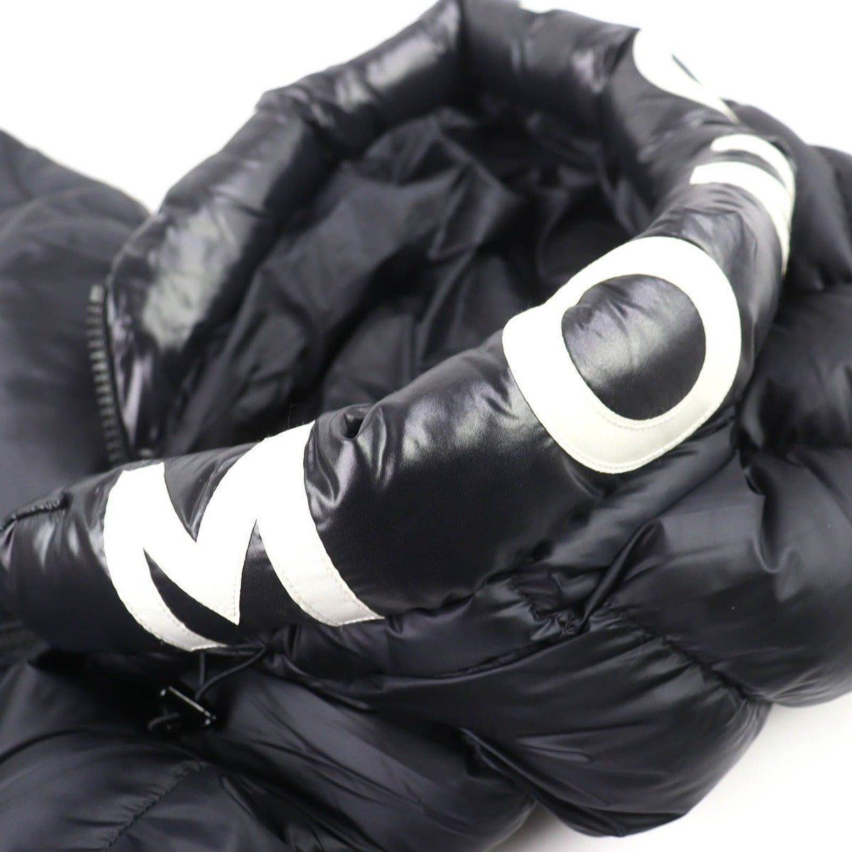 Moncler Salzman Logo Patch Letter Ring Hood Double Zip Down Jacket Black 3 — view 6