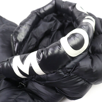 Moncler Salzman Logo Patch Letter Ring Hood Double Zip Down Jacket Black 3 — view 6