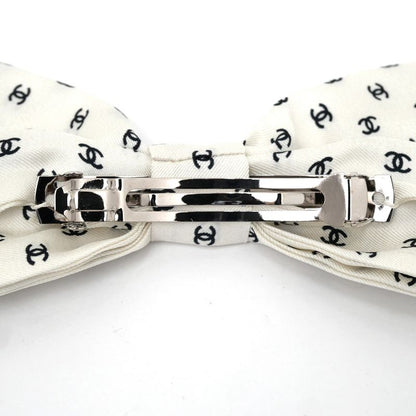 Chanel Valletta Aaa821 Ribbon White Logo COCO Silver-hardware Hair