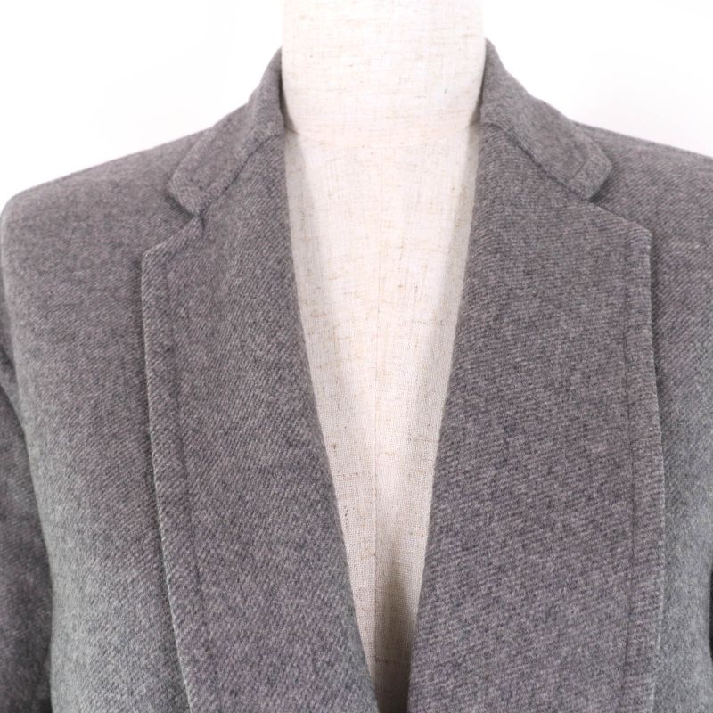 Celine 28h13/6700 100% Cashmere Egg Crombie Coat Front Open Coat Gray 34 Made