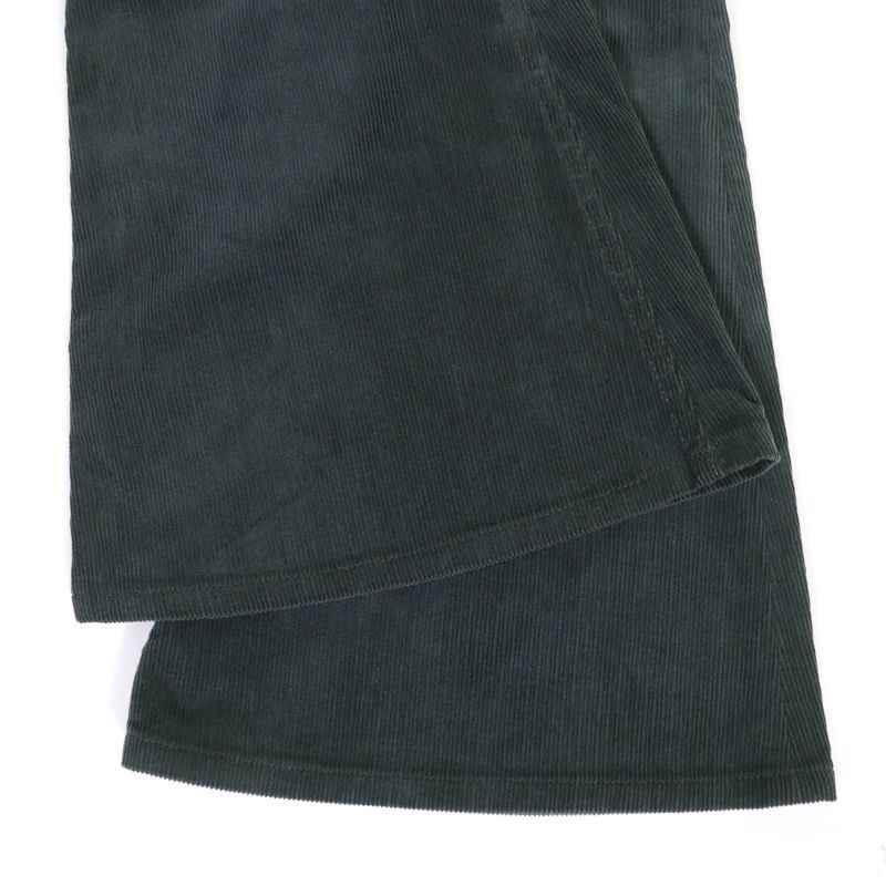 Celine 100% Cotton Corduroy Flared Pants Bottoms Dark Green 24 Made In Italy