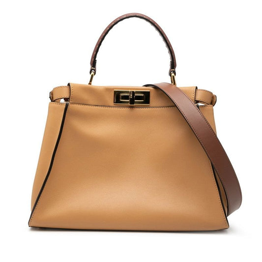 Fendi Selleria Peekaboo Regular 2-Way Shoulder Bag Brown Bold