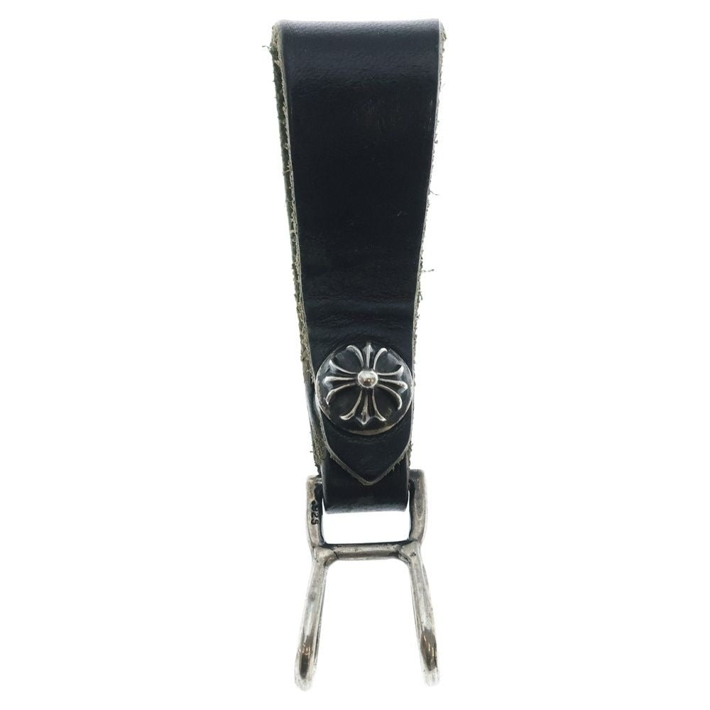 Chrome Hearts Belt Loop Cross Ball Button Leather Silver Black