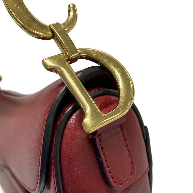 Dior/christian Dior Handbag Saddle Bag Red Leather