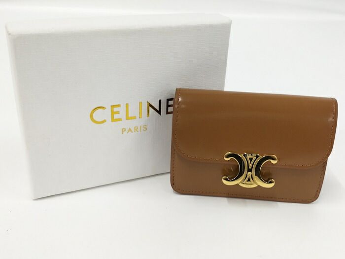 Celine Triomphe Card Case Leather Brown