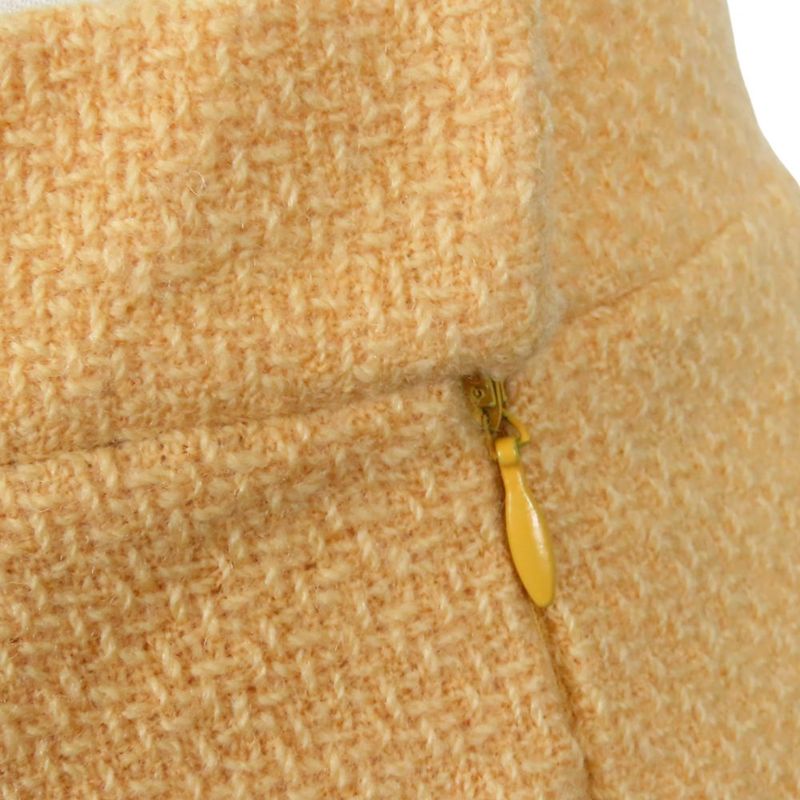 Chanel Skirt Vintage 38 Wool Silk Salmon Pink Orange Tweed 93C Gold Button