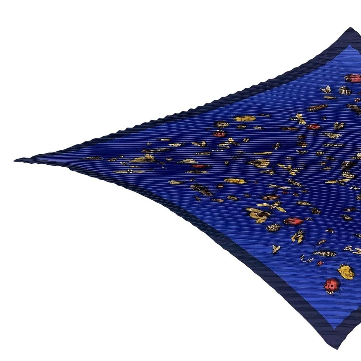 Hermes Pleated Scarf Silk Insect Pattern Navy — view 2