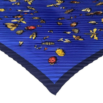 Hermes Pleated Scarf Silk Insect Pattern Navy — view 5