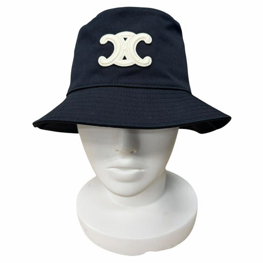 Celine Cotton Triomphe Bucket Hat Black