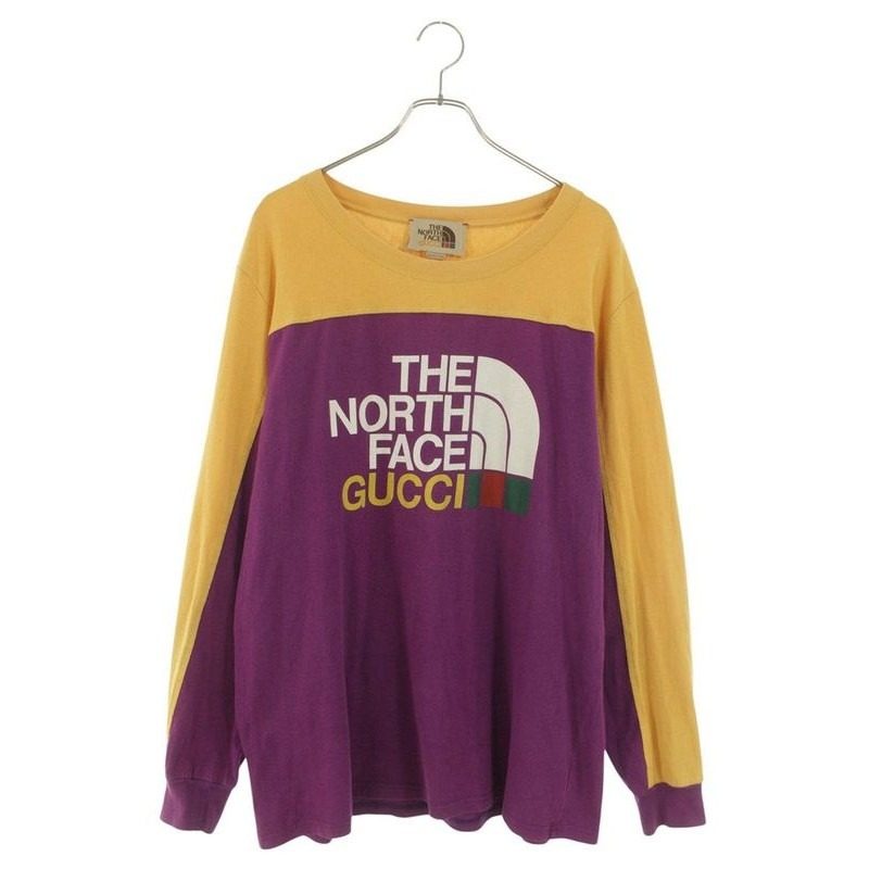 Gucci North Face the Logo Print Bicolor Long Sleeve Top