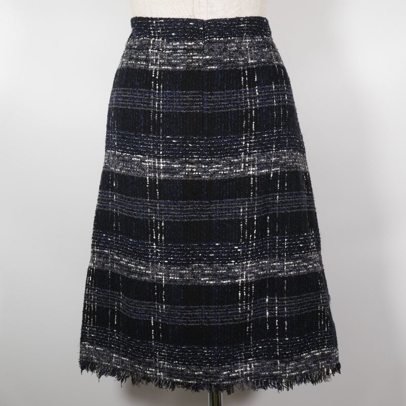Chanel Tweed 05P P26088v16545 Cotton And Nylon Black/navy Blue Ladies Skirt