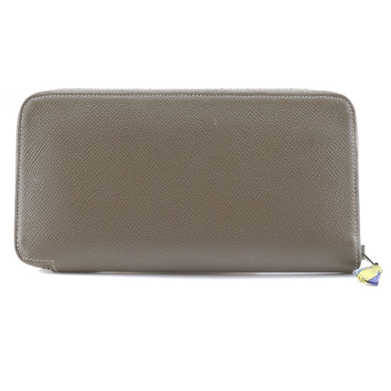 Hermes Azap Long Silk-in Vaux-epson Etoupe Brown □R Ladies Long Wallet