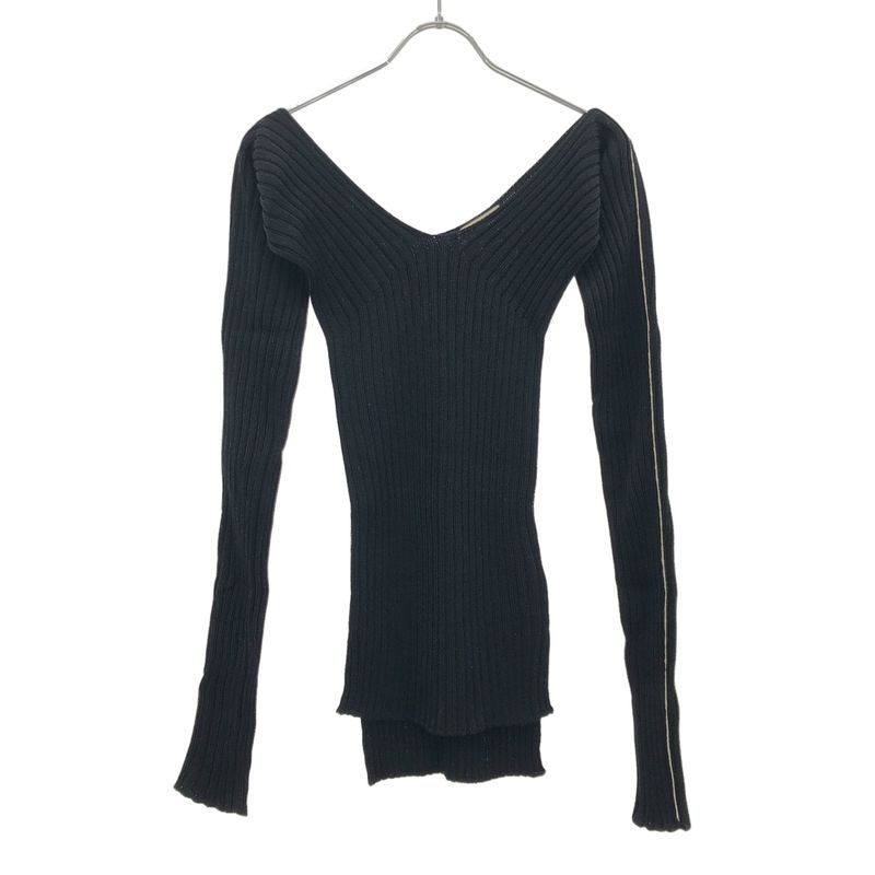 Celine by Phoebe Philo V-Neck Ribbed Knit Sweater 2 3dr7 7707 Black S