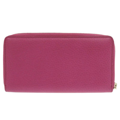 Gucci Bamboo 307984 Leather Magenta Round Zipper Long Wallet 1329 Gucci
