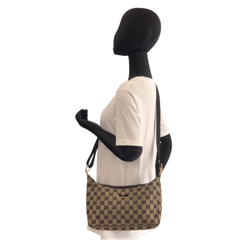 Gucci Beige Black Gold Hardware GG Canvas 019 0433 Shoulder Bag Pochette Women