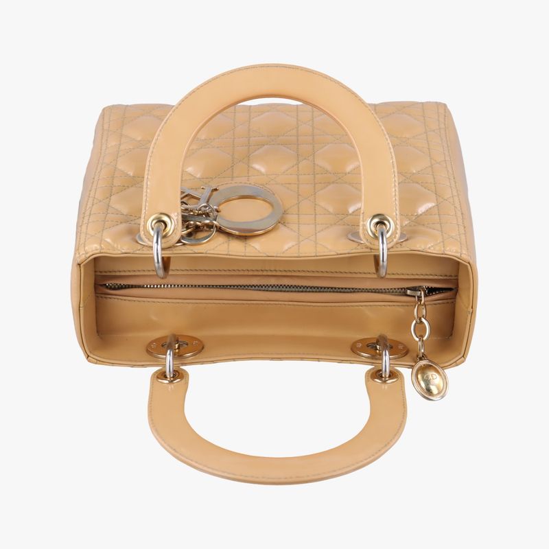 Christian Diorchristian Dior Lady Dior Beige Patent 14b-ma-0112