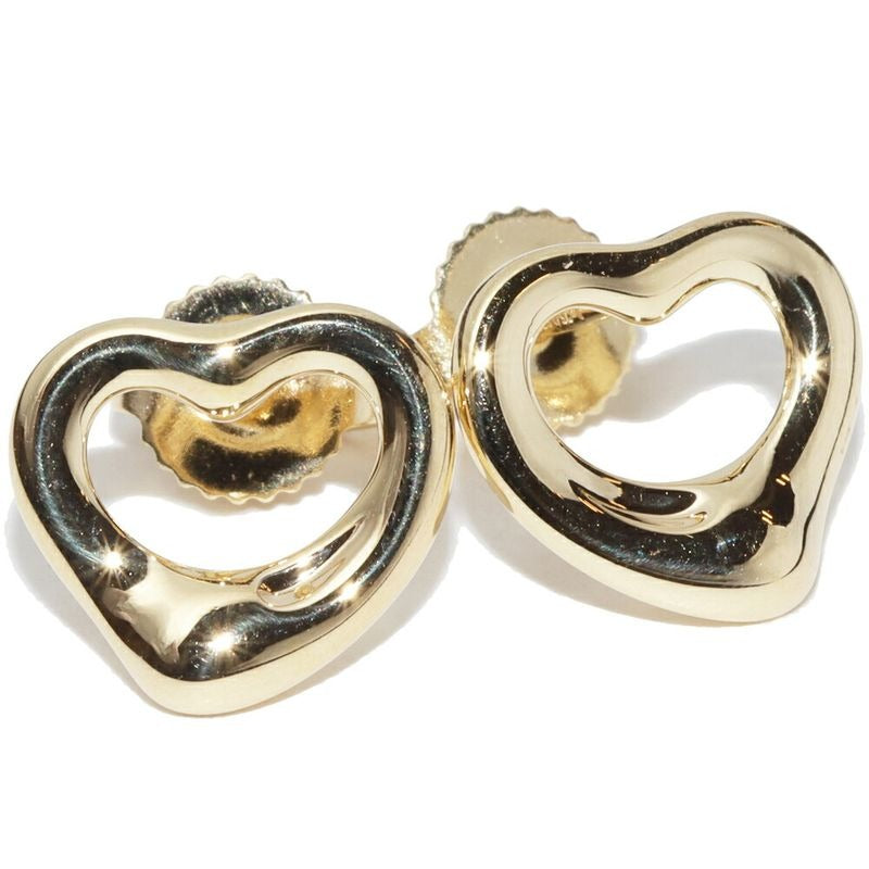 Tiffany & Co Earrings 18K Yellow Gold Elsa Peretti Open Heart