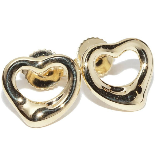 Tiffany & Co Earrings 18K Yellow Gold Elsa Peretti Open Heart